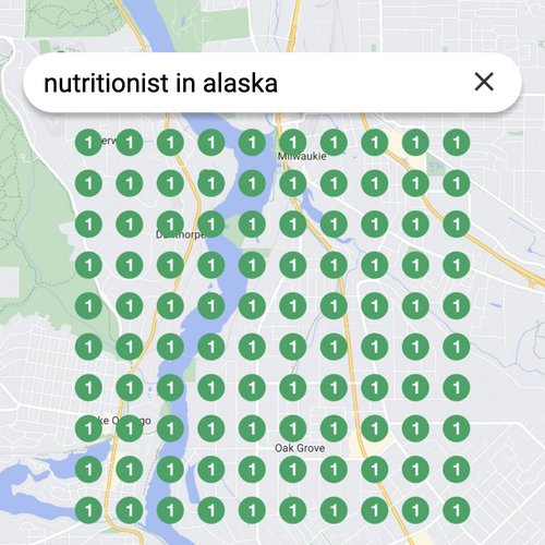 Ranking #1 as a nutritionist on Google Maps in Alaska