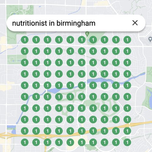 Ranking #1 as a nutritionist on Google Maps in Birmingham