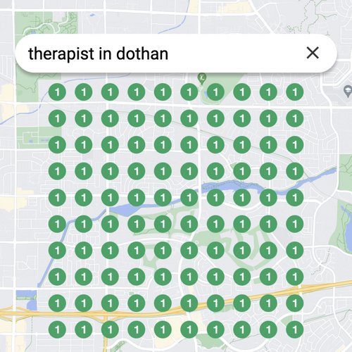 Ranking #1 as a therapist on Google Maps in Dothan