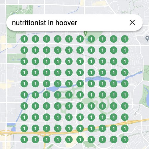 Ranking #1 as a nutritionist on Google Maps in Hoover