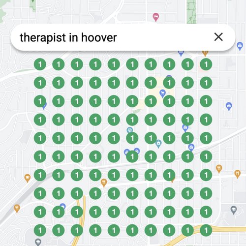 Ranking #1 as a therapist on Google Maps in Hoover