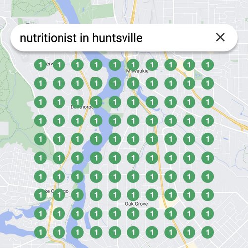 Ranking #1 as a nutritionist on Google Maps in Huntsville