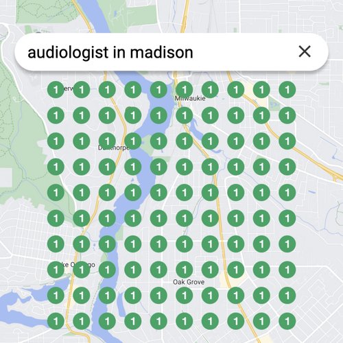 Ranking #1 as an audiologist in Madison on Google Maps