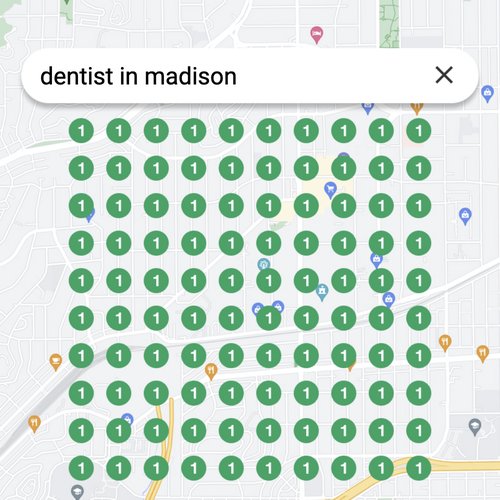 Leading Google Maps listing for dental care in Madison