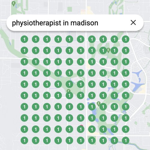 Ranking #1 as an physiotherapist on Google Maps in Madison