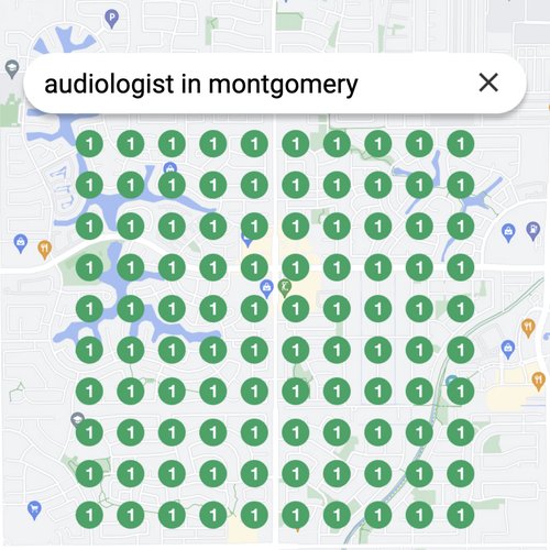 Ranking #1 as an audiologist in Montgomery on Google Maps