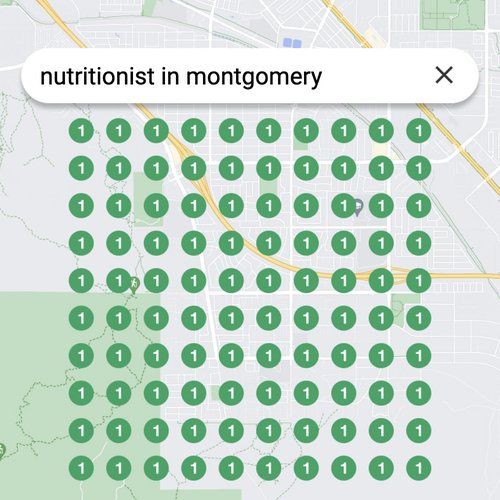 Ranking #1 as a nutritionist on Google Maps in Montgomery