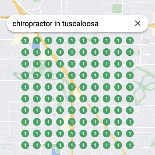 Ranking #1 as a chiropractor in Tuscaloosa on Google Maps