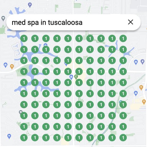 Leading Google Maps listing for beauty treatments in Tuscaloosa