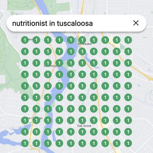 Ranking #1 as a nutritionist on Google Maps in Tuscaloosa