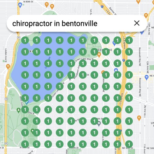 Leading Google Maps listing for spinal care in Bentonville