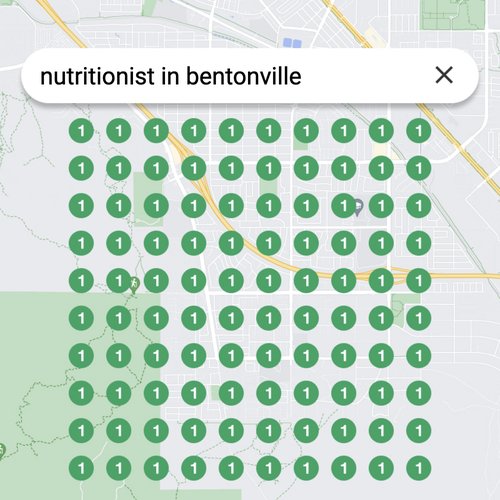 Ranking #1 as a nutritionist on Google Maps in Bentonville