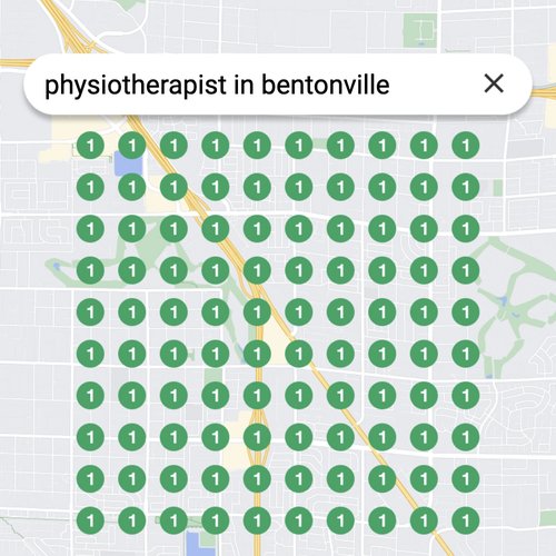 Ranking #1 as an physiotherapist on Google Maps in Bentonville