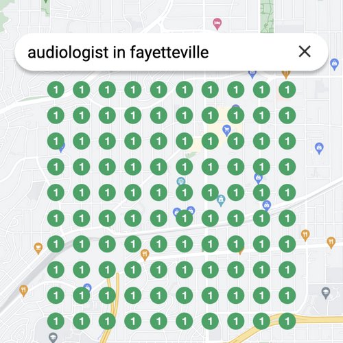 Ranking #1 as an audiologist in Fayetteville on Google Maps