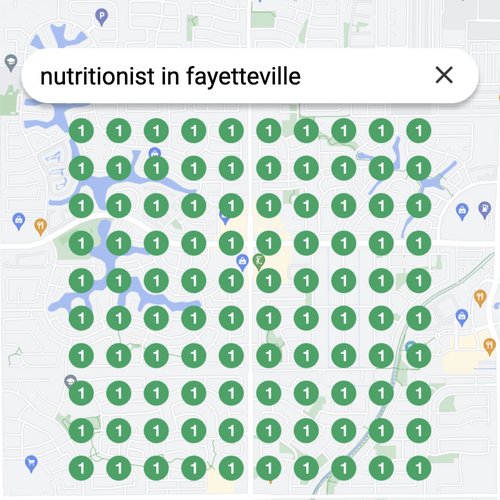 Ranking #1 as a nutritionist on Google Maps in Fayetteville