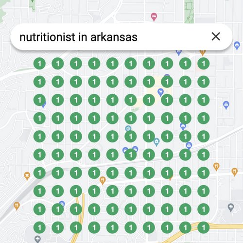 Ranking #1 as a nutritionist on Google Maps in Arkansas