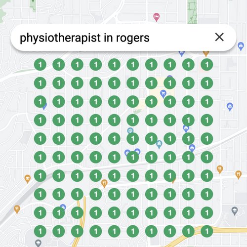 Ranking #1 as an physiotherapist on Google Maps in Rogers