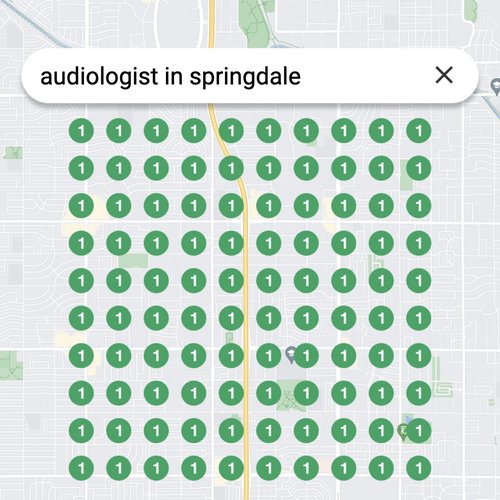 Ranking #1 as an audiologist in Springdale on Google Maps