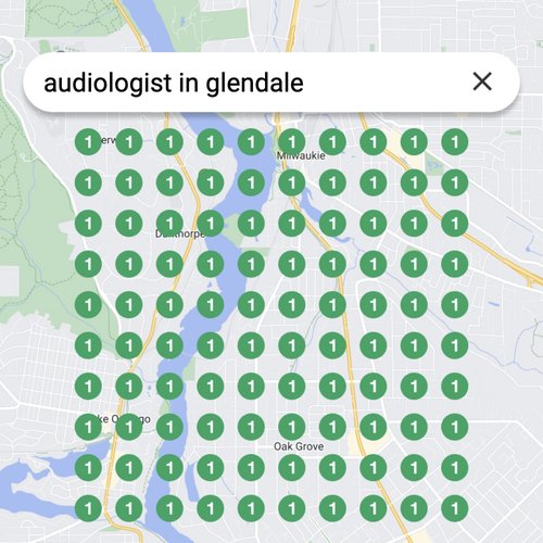 Ranking #1 as an audiologist in Glendale on Google Maps