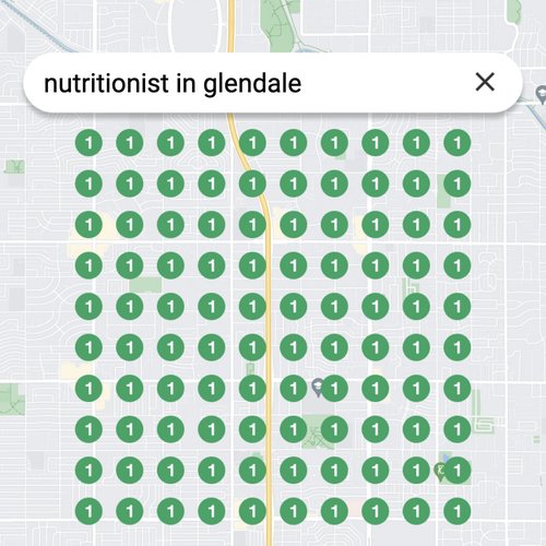 Ranking #1 as a nutritionist on Google Maps in Glendale