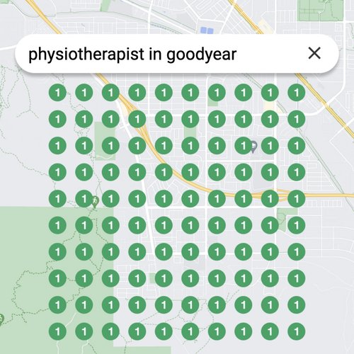 Ranking #1 as an physiotherapist on Google Maps in Goodyear