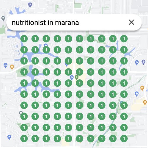 Ranking #1 as a nutritionist on Google Maps in Marana