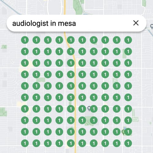 Ranking #1 as an audiologist in Mesa on Google Maps