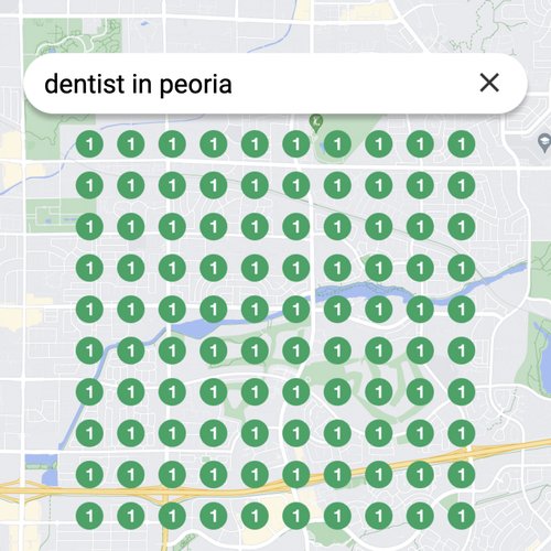 Prime position in local search for Peoria dentists