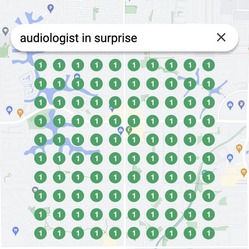 Ranking #1 as an audiologist in Surprise on Google Maps