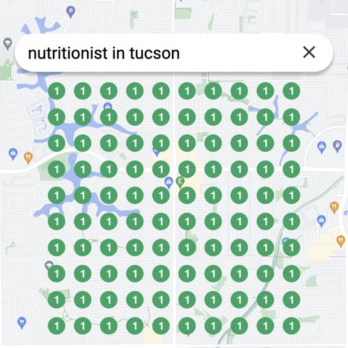 Ranking #1 as a nutritionist on Google Maps in Tucson