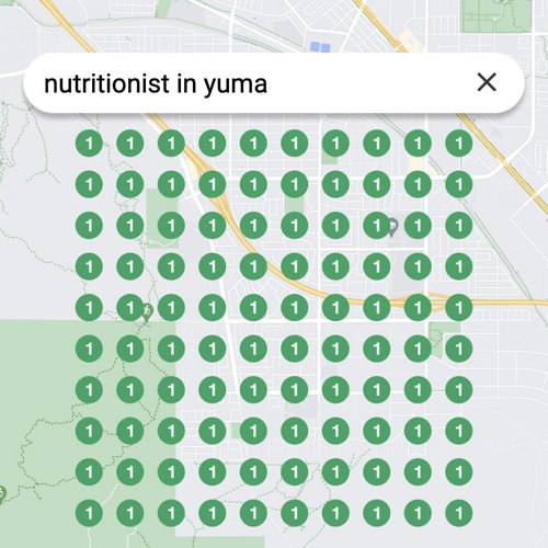 Ranking #1 as a nutritionist on Google Maps in Yuma