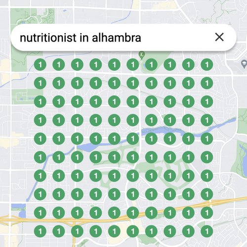 Ranking #1 as a nutritionist on Google Maps in Alhambra