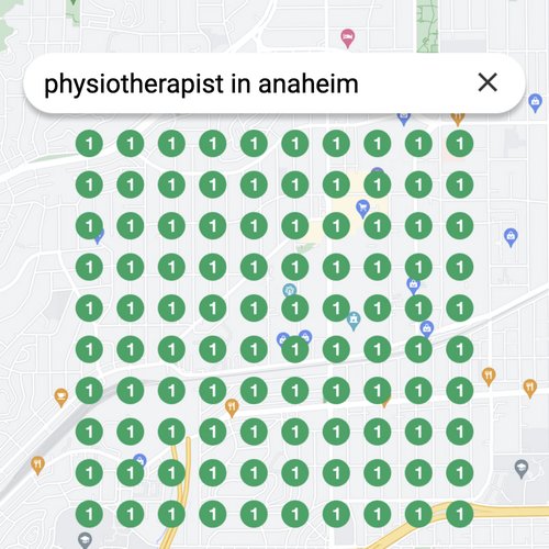 Ranking #1 as an physiotherapist on Google Maps in Anaheim