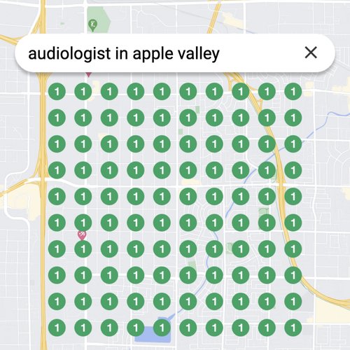 Ranking #1 as an audiologist in Apple Valley on Google Maps