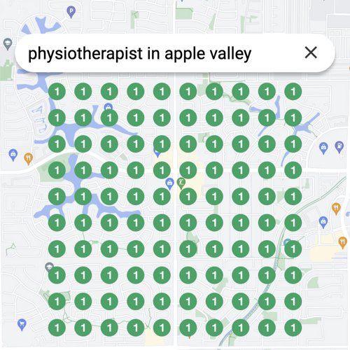 Ranking #1 as an physiotherapist on Google Maps in Apple Valley