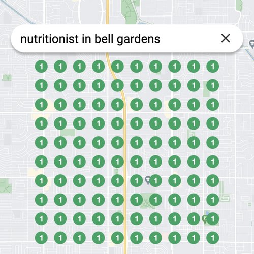 Ranking #1 as a nutritionist on Google Maps in Bell Gardens