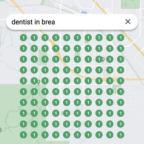 Prime position in local search for Brea dentists