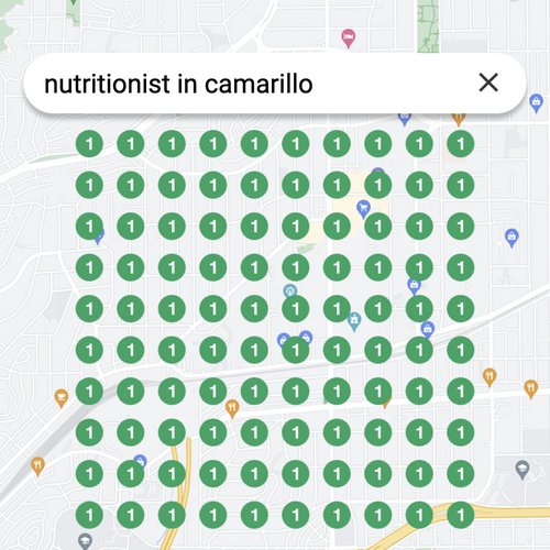 Ranking #1 as a nutritionist on Google Maps in Camarillo