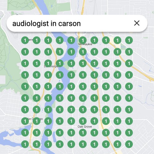 Ranking #1 as an audiologist in Carson on Google Maps