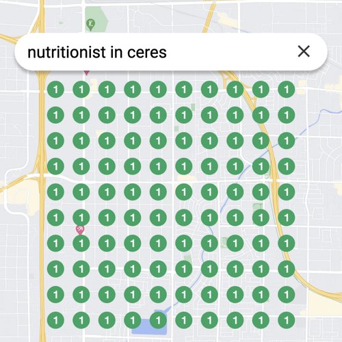 Ranking #1 as a nutritionist on Google Maps in Ceres