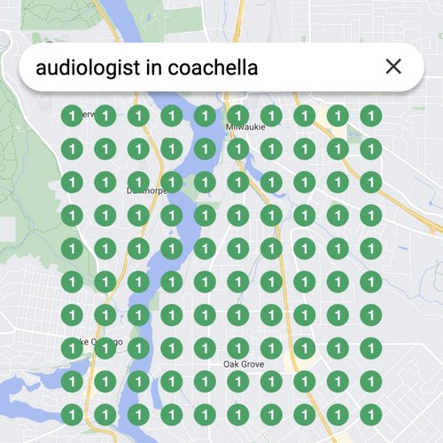 Ranking #1 as an audiologist in Coachella on Google Maps