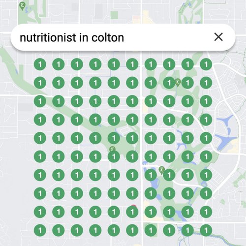 Ranking #1 as a nutritionist on Google Maps in Colton