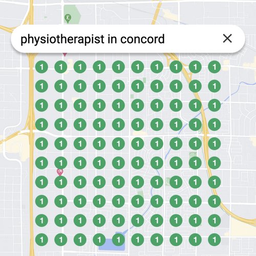 Ranking #1 as an physiotherapist on Google Maps in Concord