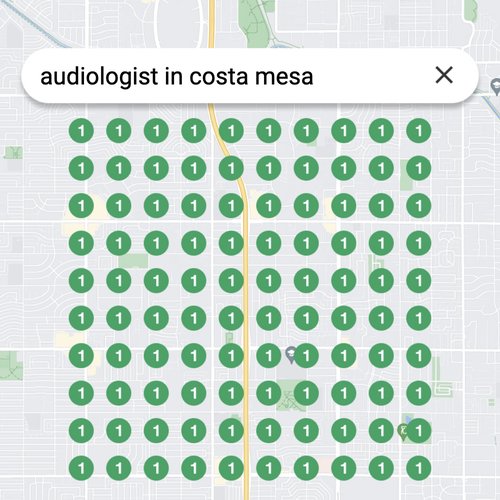 Ranking #1 as an audiologist in Costa Mesa on Google Maps