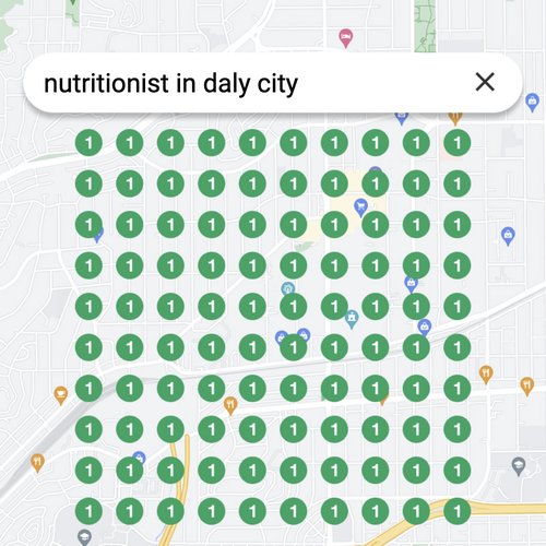 Ranking #1 as a nutritionist on Google Maps in Daly City