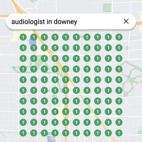 Ranking #1 as an audiologist in Downey on Google Maps