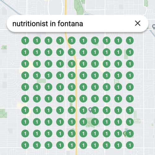 Ranking #1 as a nutritionist on Google Maps in Fontana