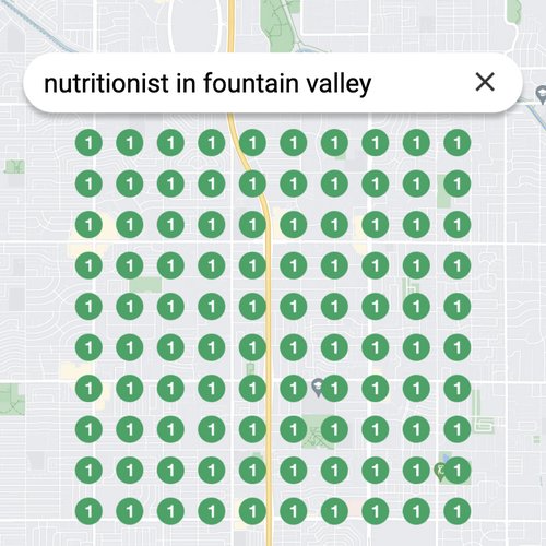 Ranking #1 as a nutritionist on Google Maps in Fountain Valley