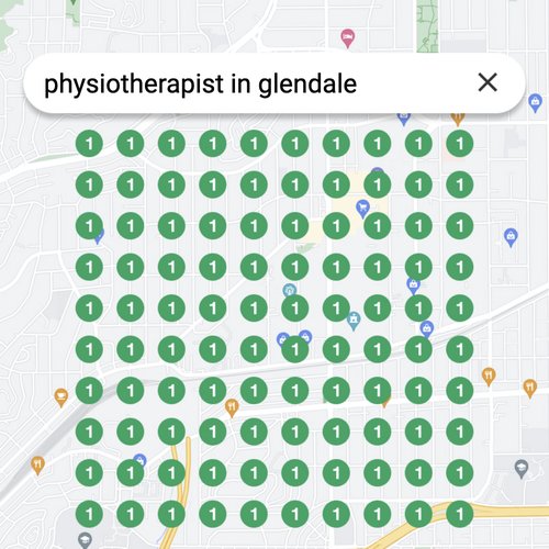 Ranking #1 as an physiotherapist on Google Maps in Glendale