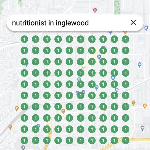 Ranking #1 as a nutritionist on Google Maps in Inglewood